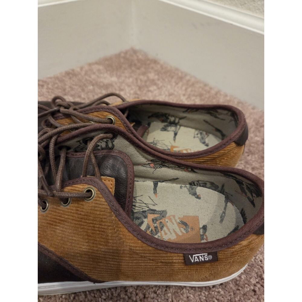 Vans Off The Wall Corduroy Leather Brown Lace Up Low Top Shoes, Men's Size 12 - Picture 7 of 9